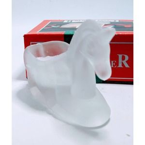 Vintage Christmas Avenue Frosted Glass Unicorn Votive Candle Holder Unlit